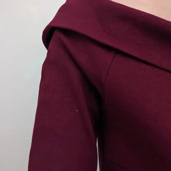 Windsor Red Off Shoulder Midi Long Sleeve Dress Size M - Picture 5 of 11